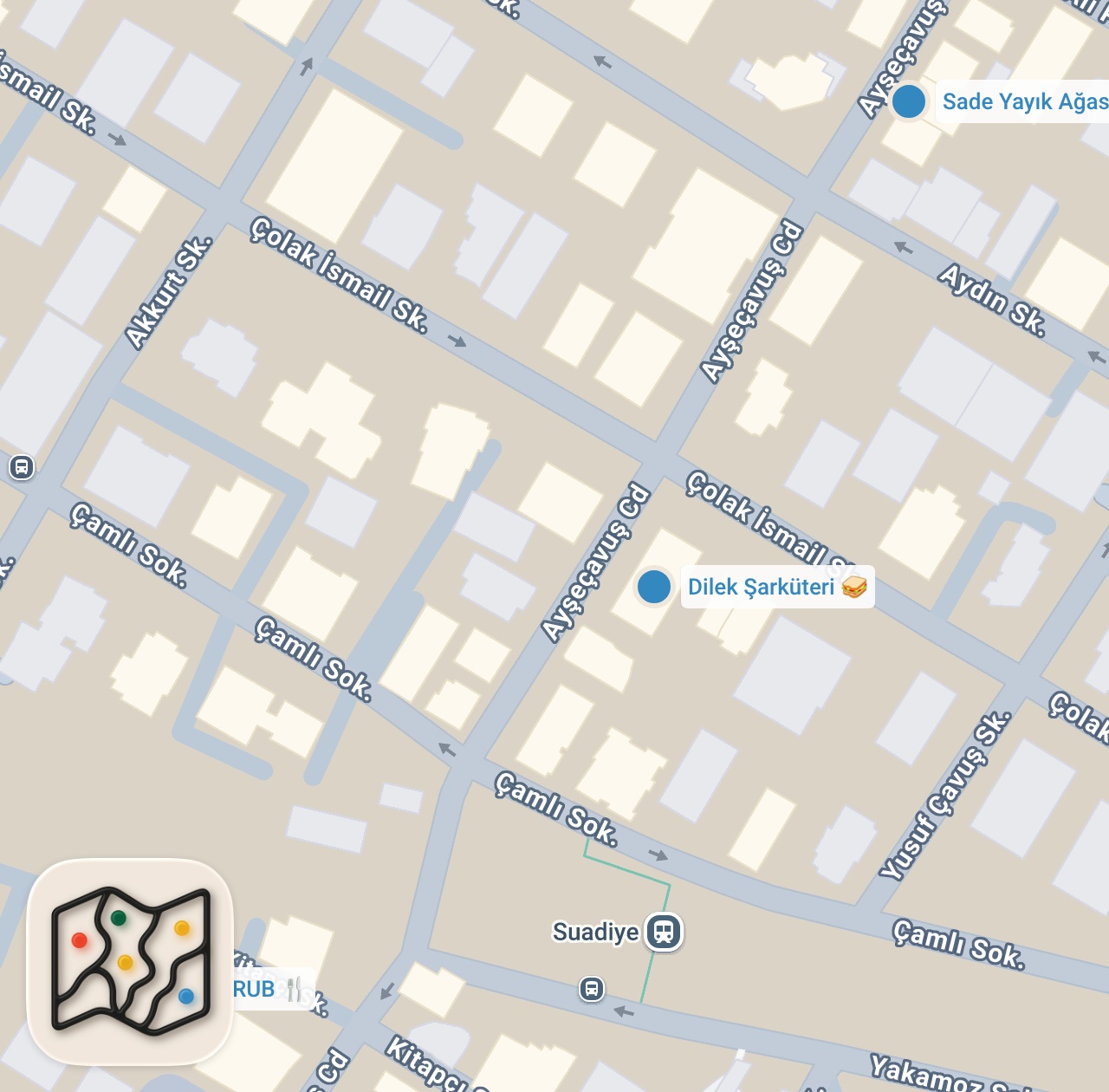 Map preview for SUADİYE LEZZET REHBERİ (Kruvasan, Chicago pizzası, Hamburger) - Ayaküstü Lezzetler