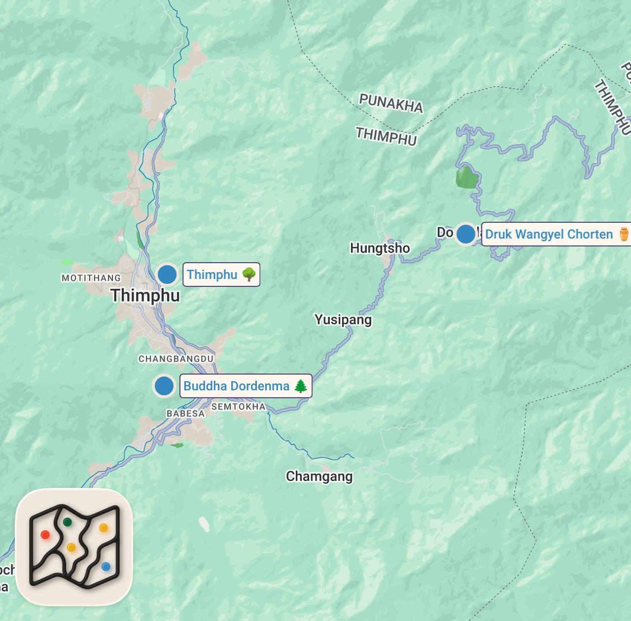 Map of 3 spots from Young Monks Receive An Unusual Surprise In Bhutan 🇧🇹
