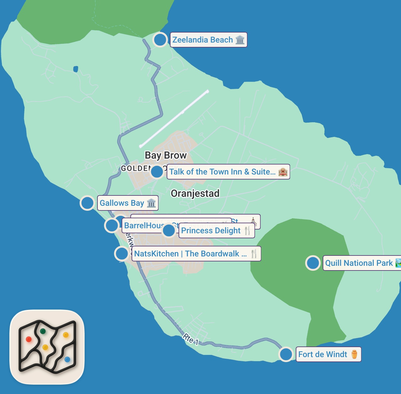 Map of 10 spots from The Golden Rock!! Caribbean Island You’ve Never Heard Of!!