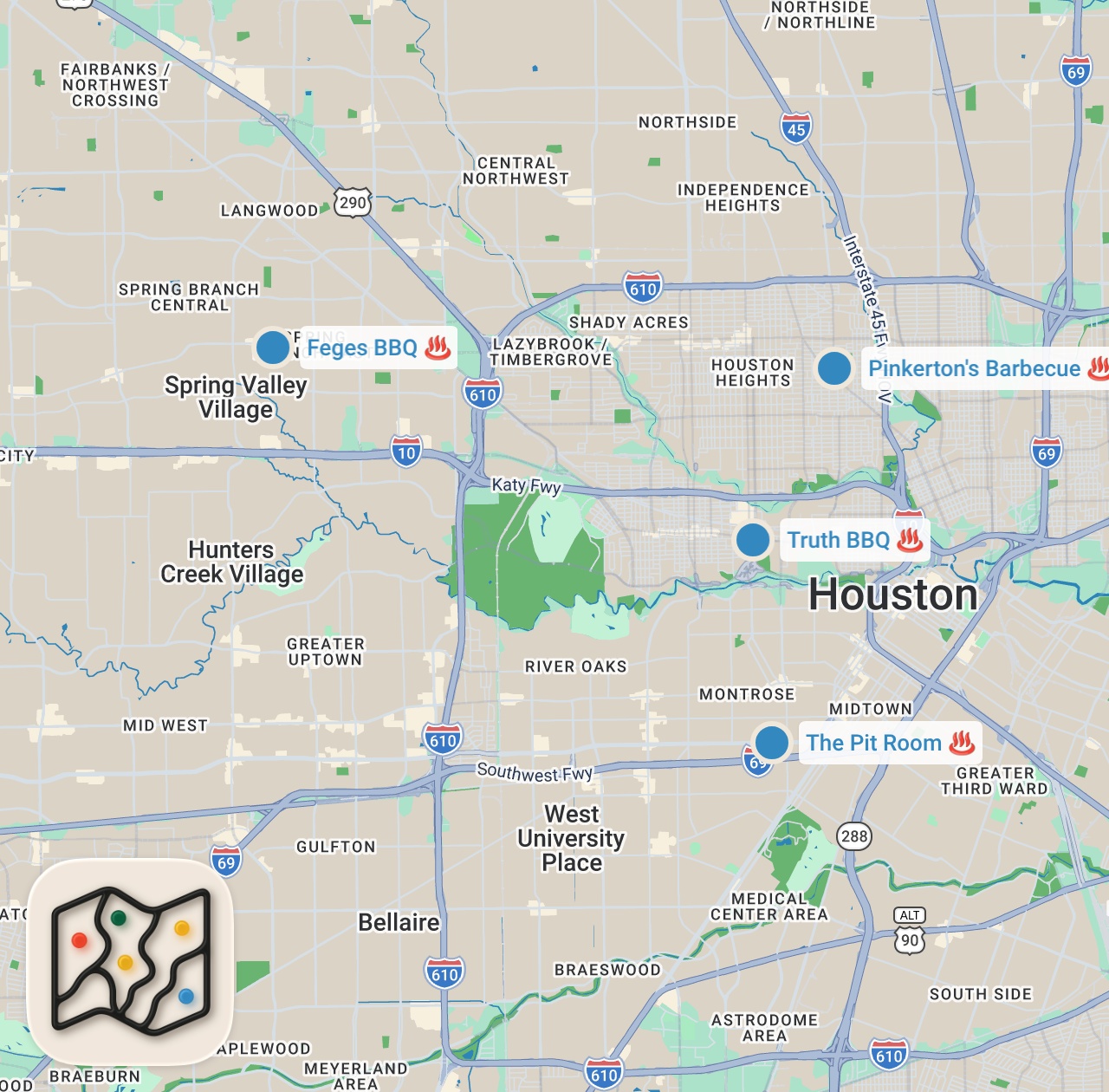 Map preview for Finding The Best Barbecue In Houston, Texas | Food Tours | Insider Food