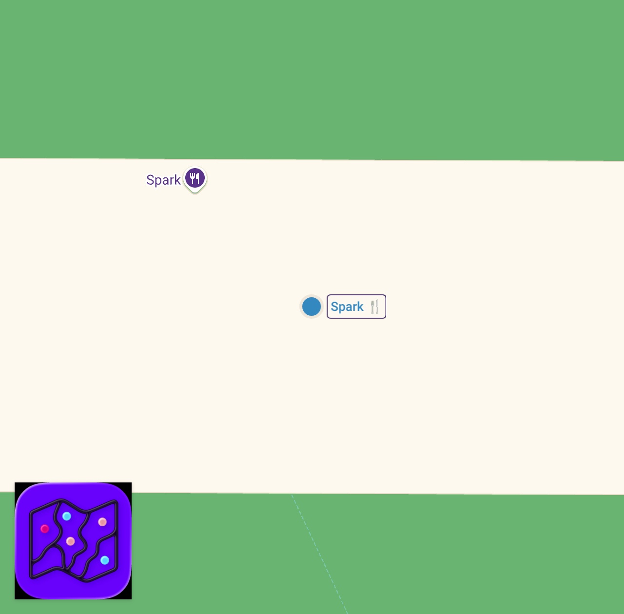 Map of 1 spots from Oklahoma Smash Burger at a Philly Pasta Shop