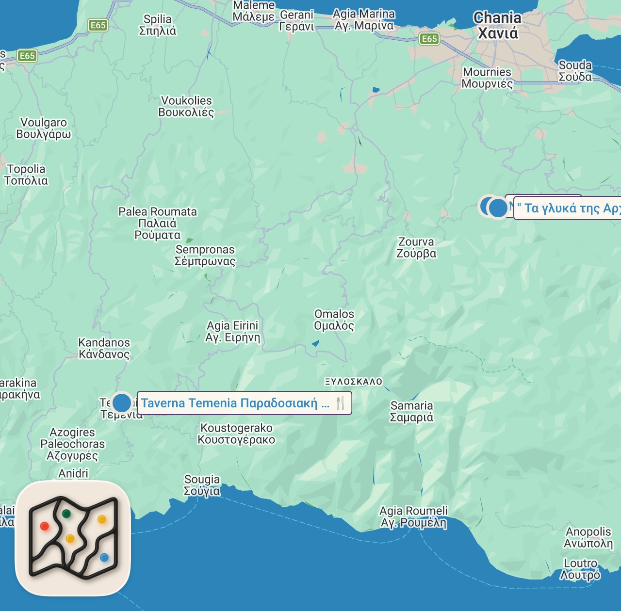 Map preview for GREEK FOOD in CRETE 🇬🇷 Ancient BBQ Lamb + Mountain "Farm to table" Cretan Food