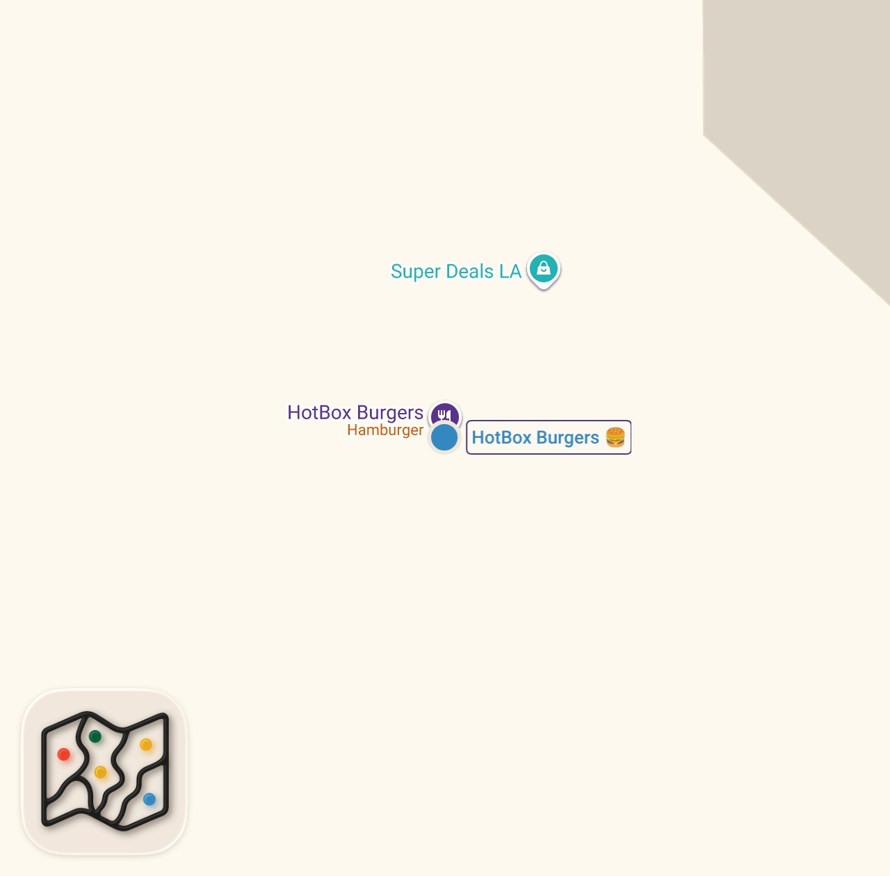 Map of 1 spots from Trying Hotbox Burgers in LA #foodie #foodvlog #losangeles #larestaurants