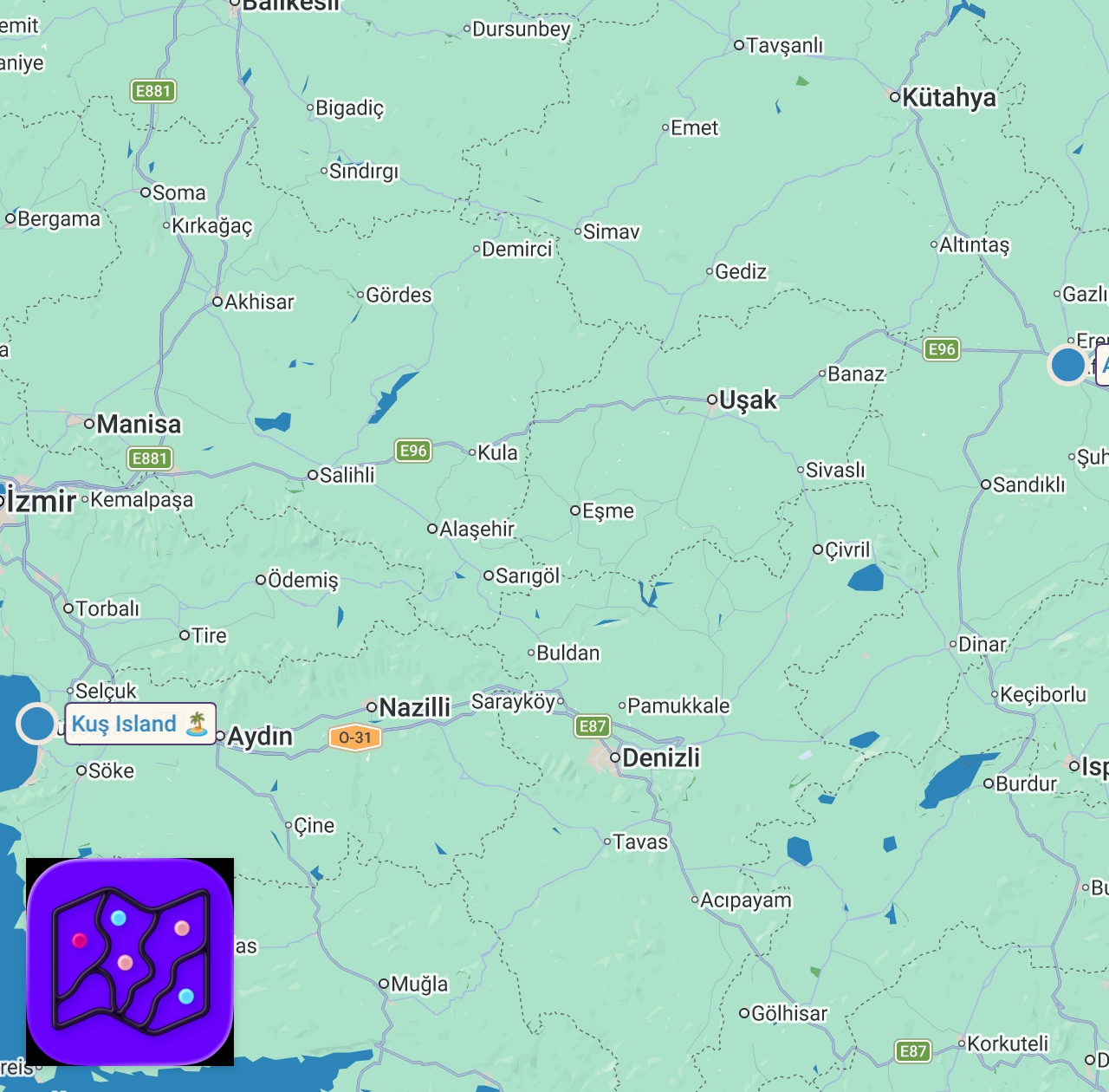 Map of 2 spots from Yoldan çıkaran lezzetler Reklam
