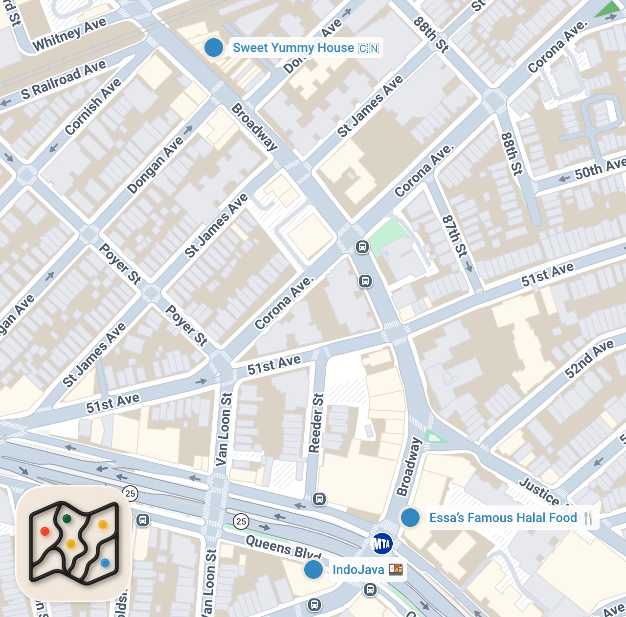 Map preview for 1 day. 3 meals. $15. Elmhurst.