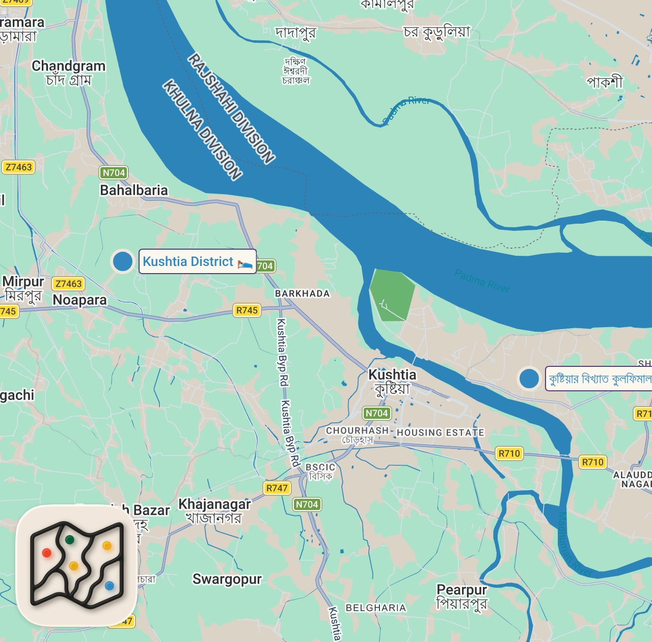 Map of 2 spots from Unseen VILLAGE FOOD in Bangladesh!! HUGE LUNCH + Kulfi Malai in Rural Bangladesh!