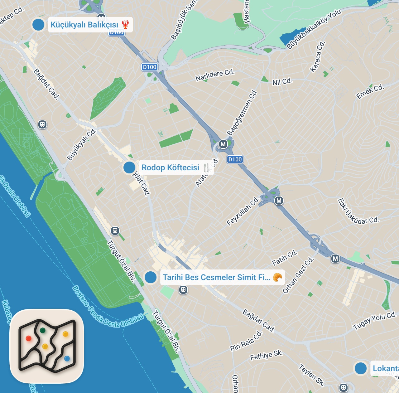 Map preview for MALTEPE LEZZET REHBERİ (Simit, Karadeniz döneri, köfte, fener kavurma) - Ayaküstü Lezzetler