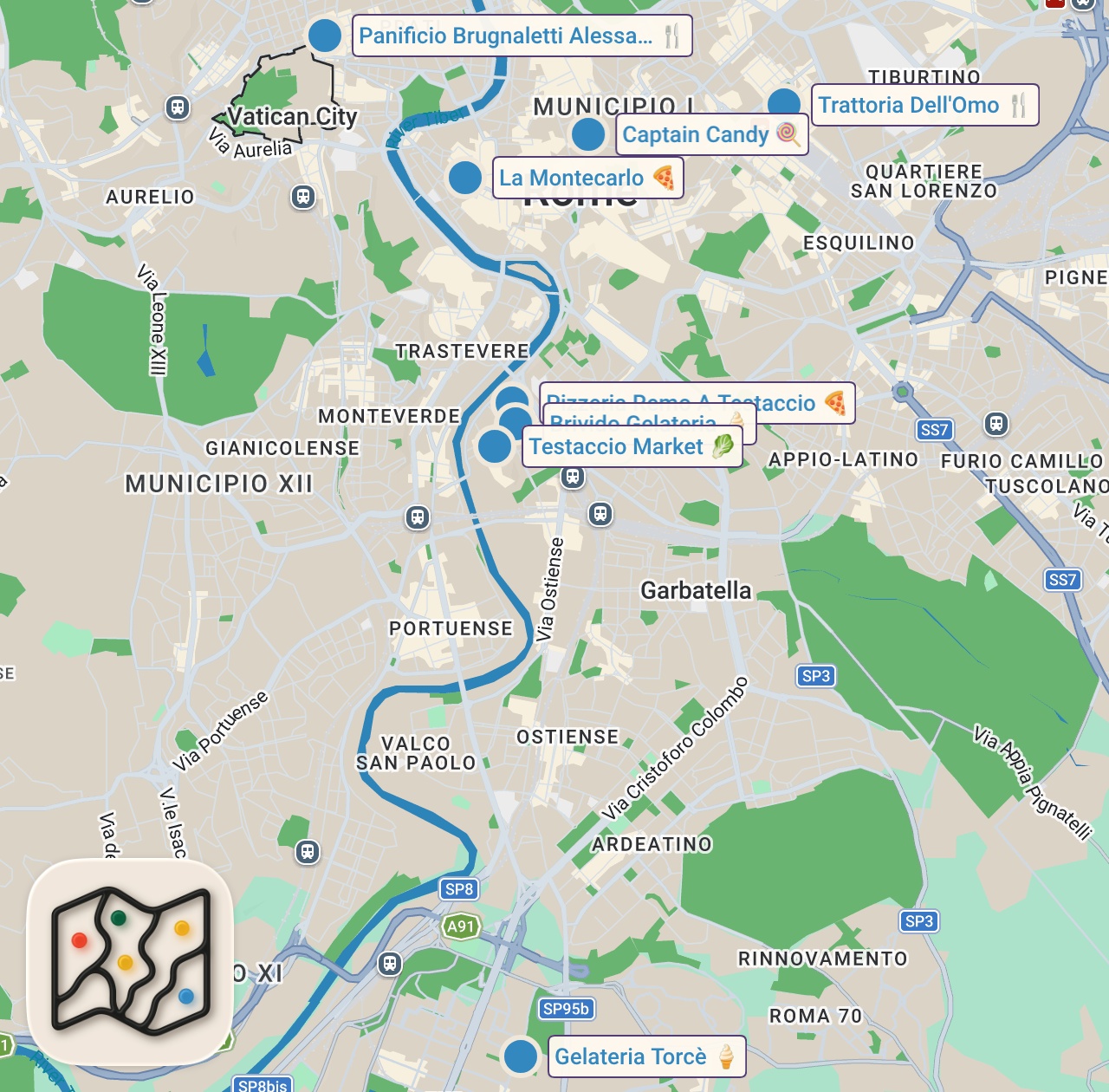 Map preview for ROMAN PIZZA & Local Street Food - Best Italian Pasta, Gelato & 99 Year Old Bakery
