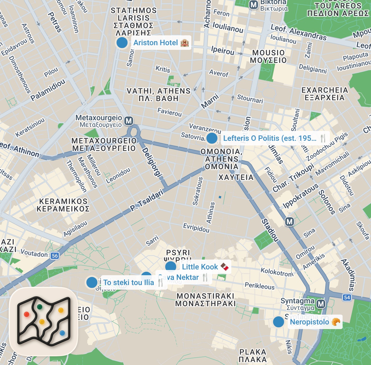 Map preview for ŞEHRİNİ GEZDİR (ATİNA) – Takipçimle Lokal Atina Lezzetleri | Ayaküstü Lezzetler
