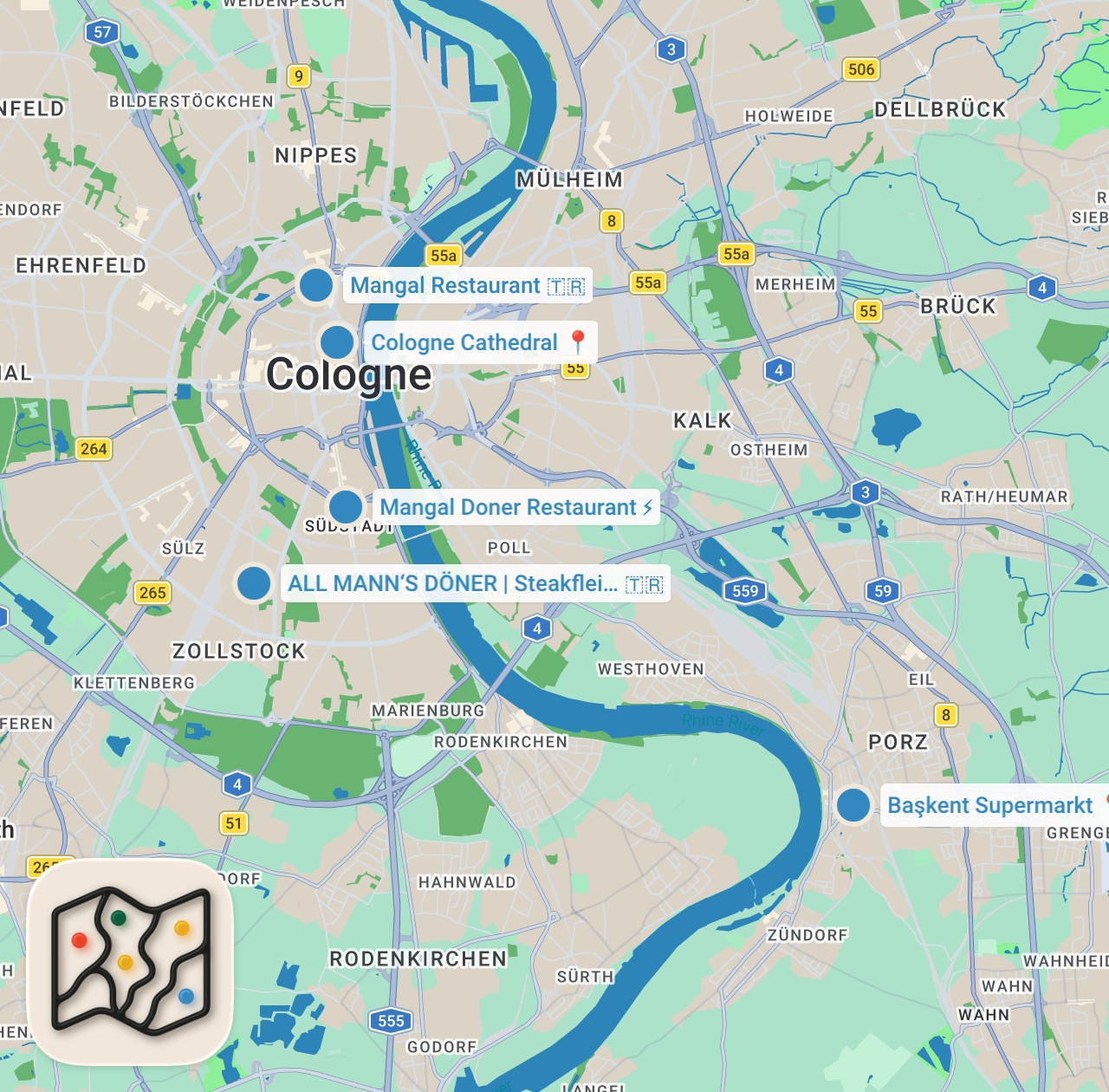 Map preview for MEŞHUR ALMAN DÖNERİ GEMÜSE! KÖLN’E BU DÖNERİ YEMEYE GİTTİM!