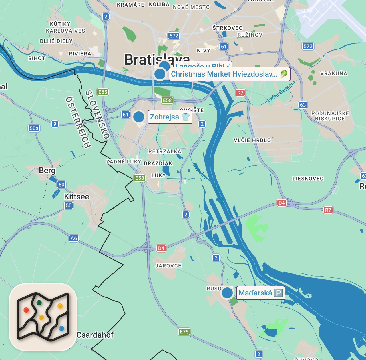 Map preview for BRATISLAVA Christmas Market - Best Holiday Street Food in Slovakia