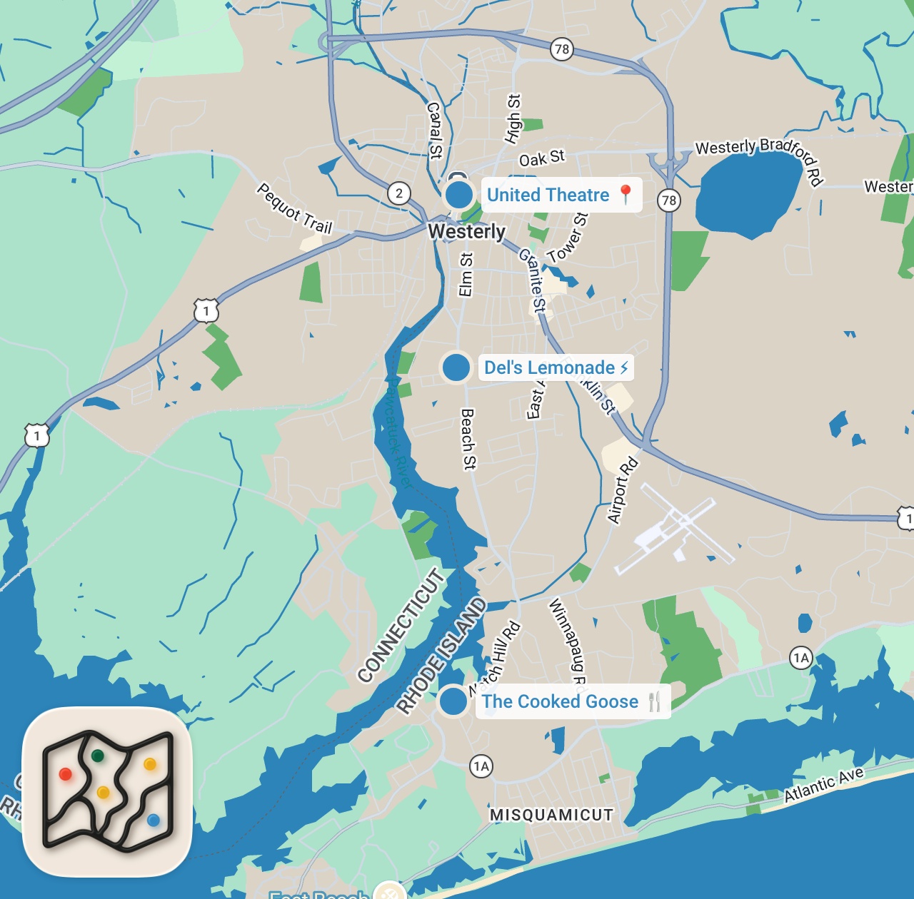 Map preview for Traditional Rhode Island Food - What to eat in Rhode Island