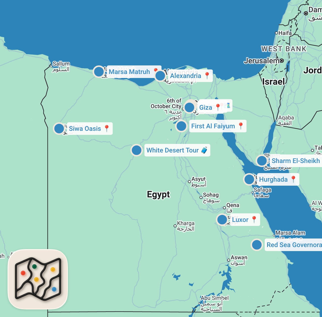 Map preview for Amazing Places to visit in Egypt - Travel Video