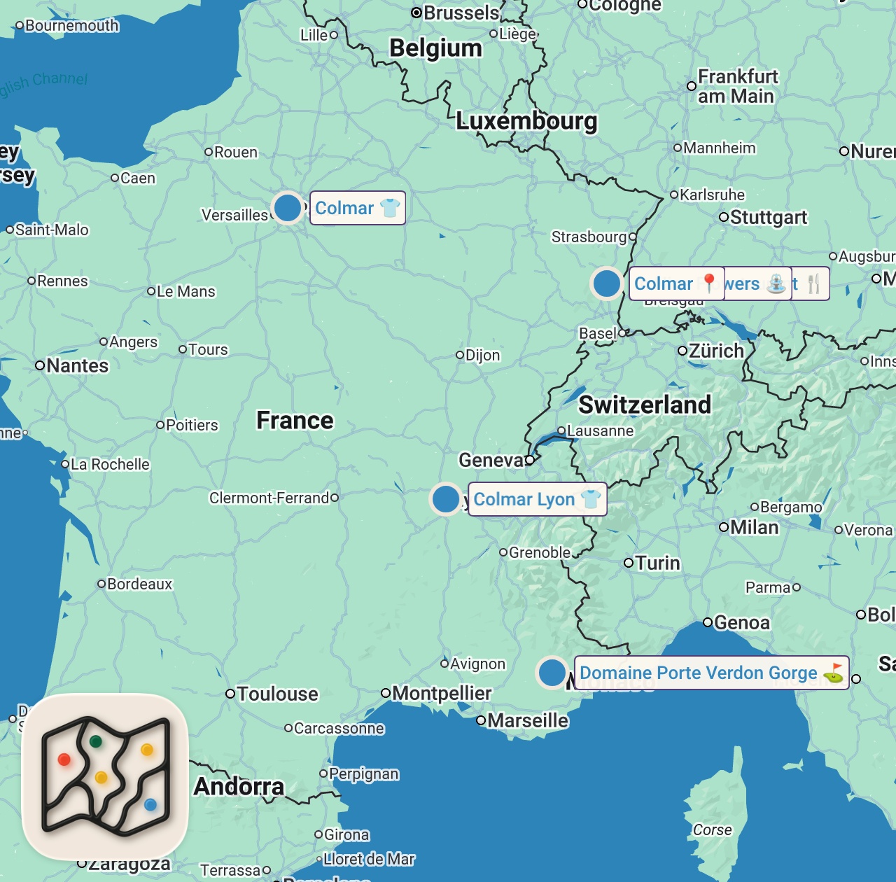 Map of 6 spots from 8 Best Places to Visit in France - Travel Guide