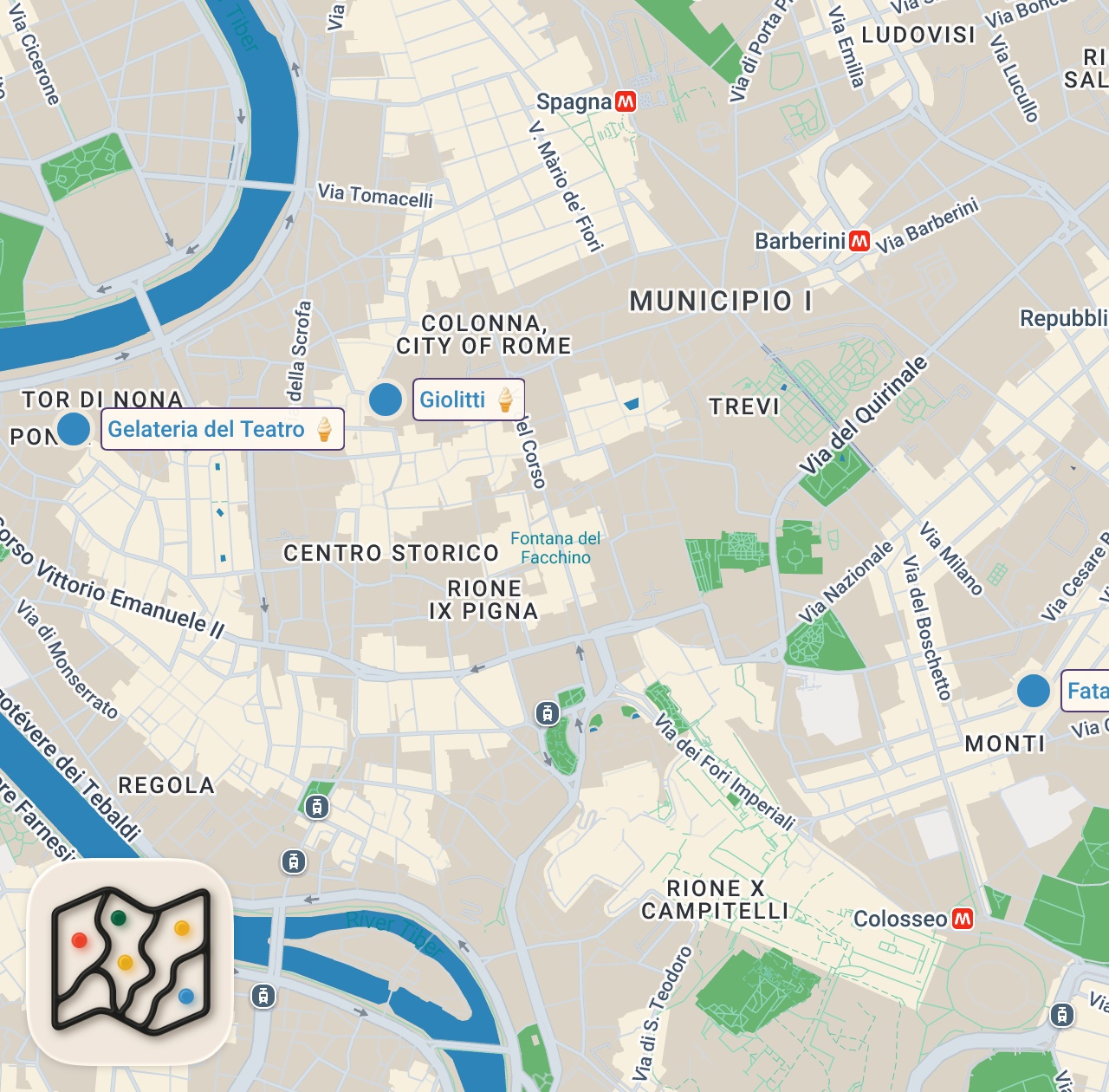 Map of 3 spots from Here’s a mini guide of the best mouthwatering Gelato spots in Rome