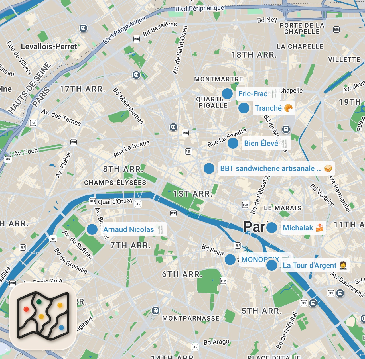 Map preview for The 10 Best Foods You Need to Try in Paris (by a Local)!