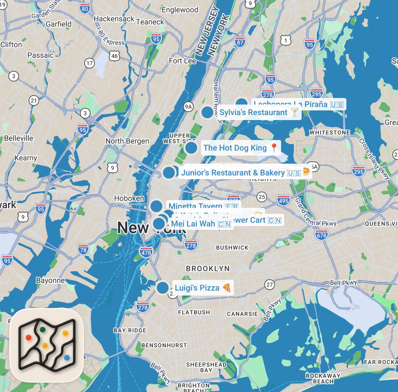 Map preview for New York City's Most Iconic Foods in 24 Hours | Epic Food Journeys with Mark Wiens | Nat Geo