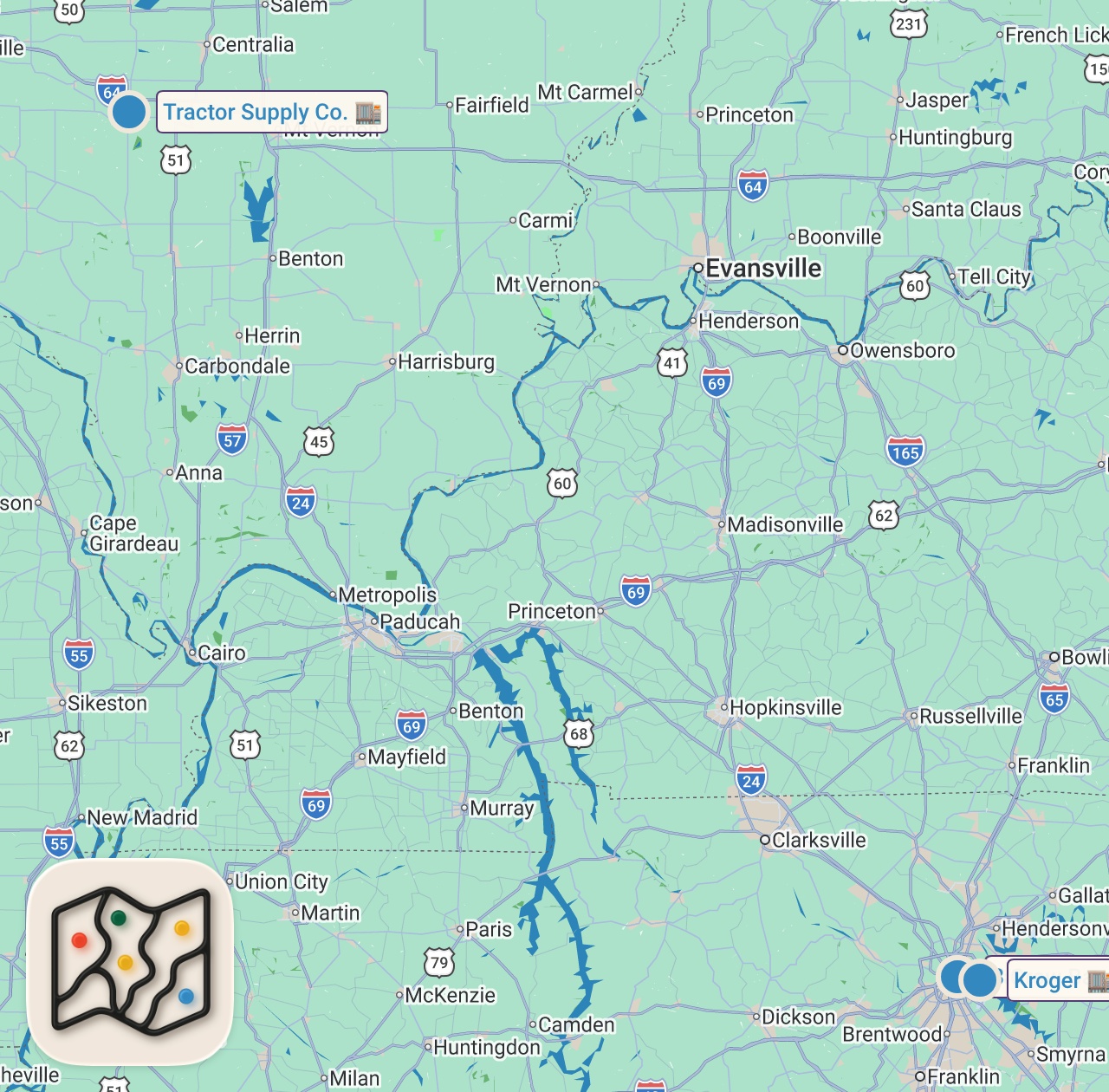 Map of 4 spots from Homeless Cowboy Gets a Makeover... (Emotional)