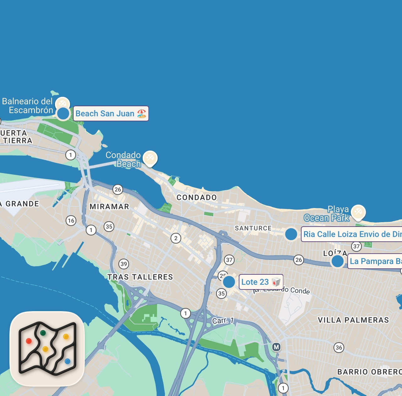 Map preview for Top 10 MUST TRY Local STREET FOODS in San Juan Puerto Rico