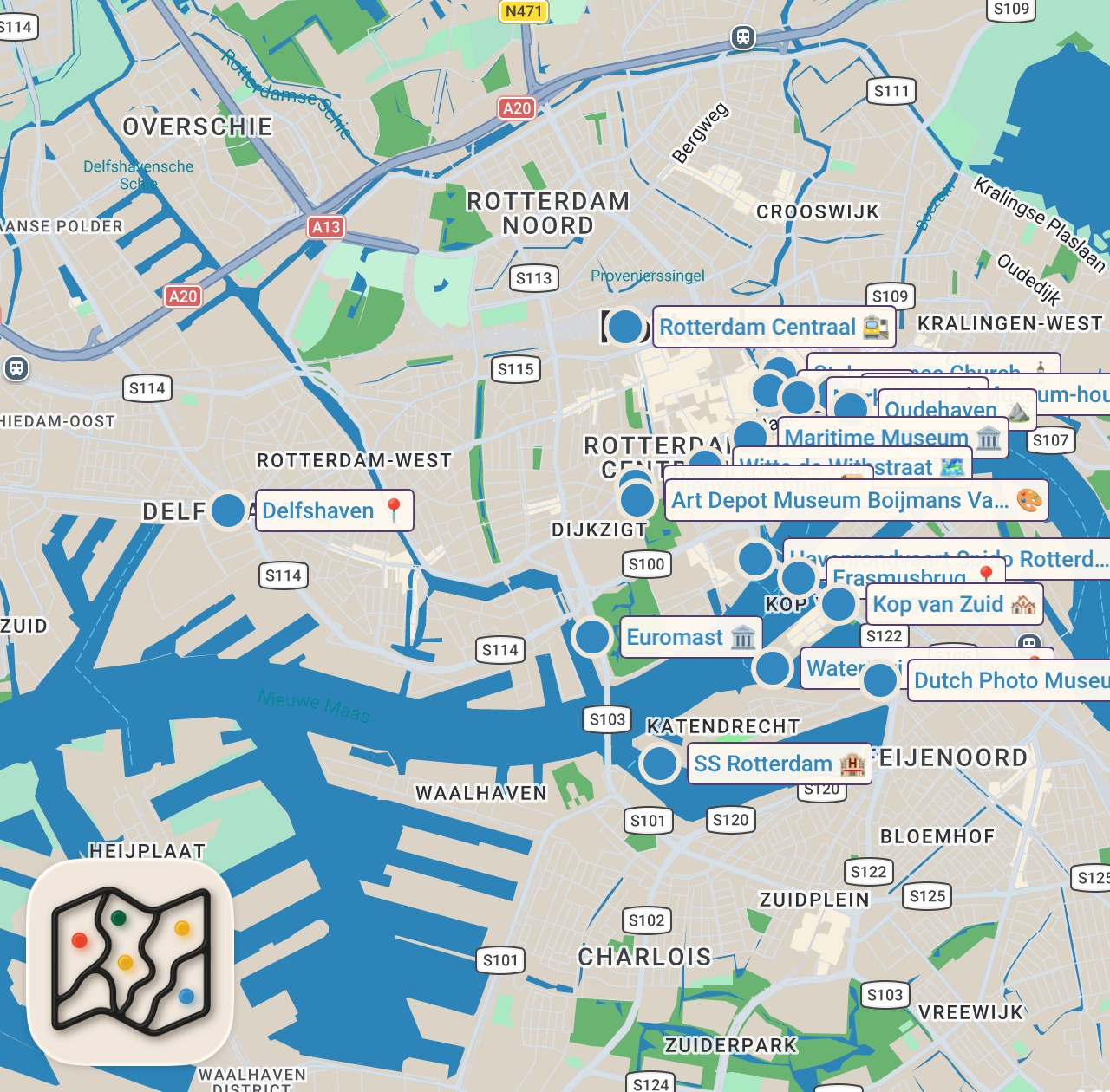 Map preview for Rotterdam Travel Guide - The Netherlands