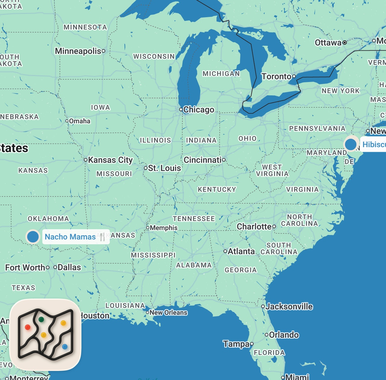 Map preview for Fried Chicken Breast Hoagie - Best Fish Tacos? and more...(Philly Food Vlog Style)
