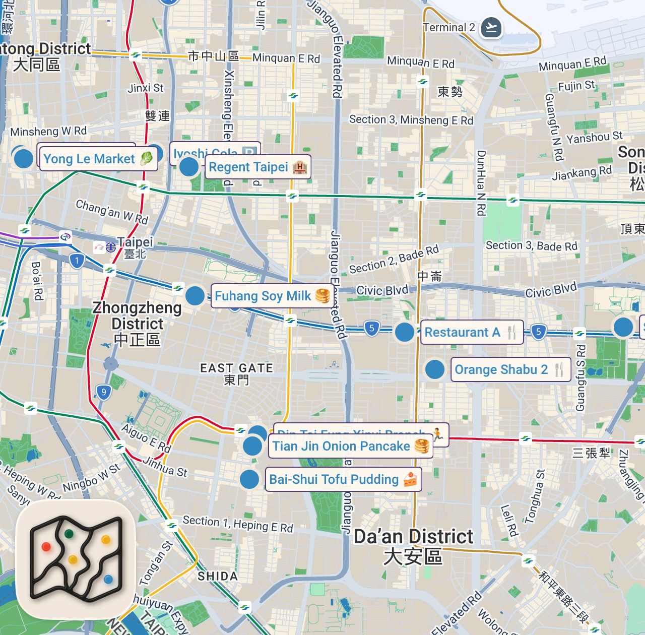 Map of 11 spots from a week in TAIPEI *foodie trip* 🍜 local favorites, mother-daughter trip | tiffycooks vlog 🍧