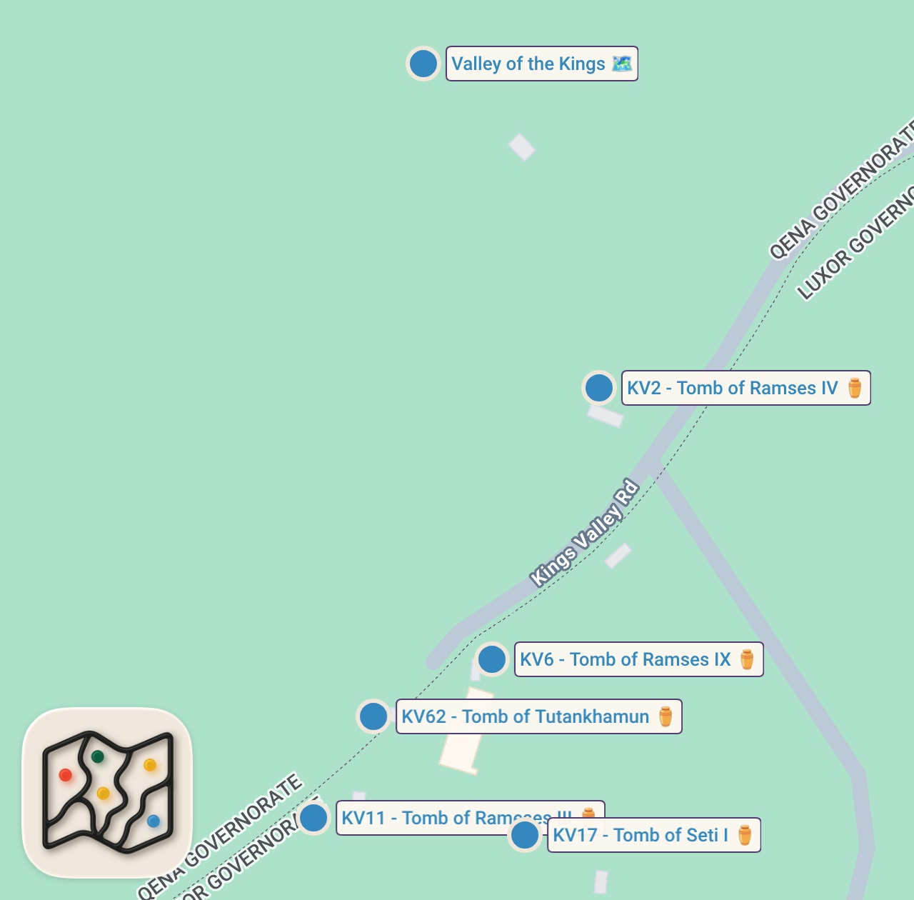 Map preview for Inside The Tombs Of Egyptian Pharaohs - All You Need To Know About Valley Of The Kings, Egypt 🇪🇬