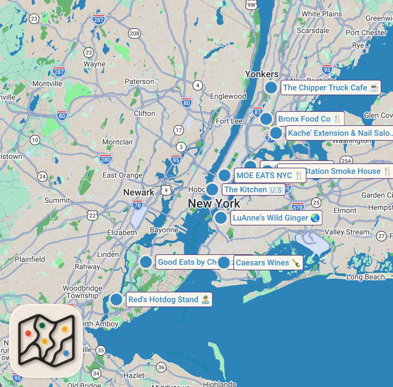 Map of 11 spots from I Tested NYC Street Food in Every Borough