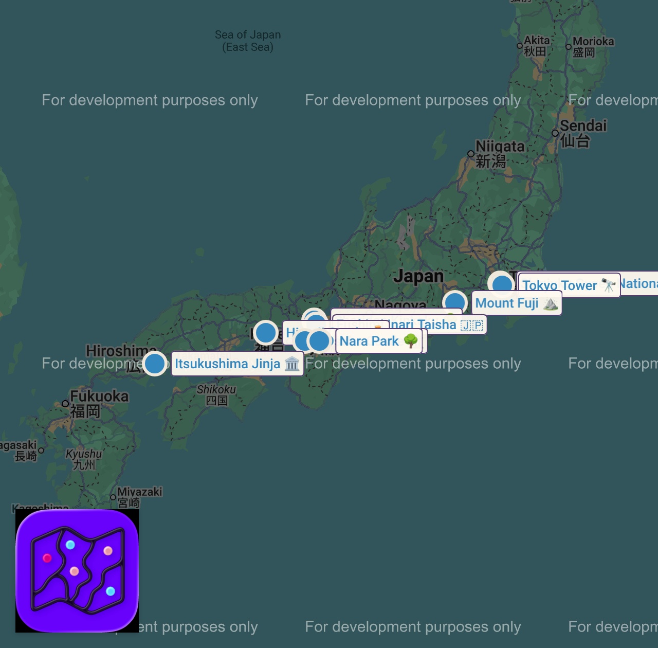 Map of 9 spots from 10 Best Places to Visit in Japan - Travel Video