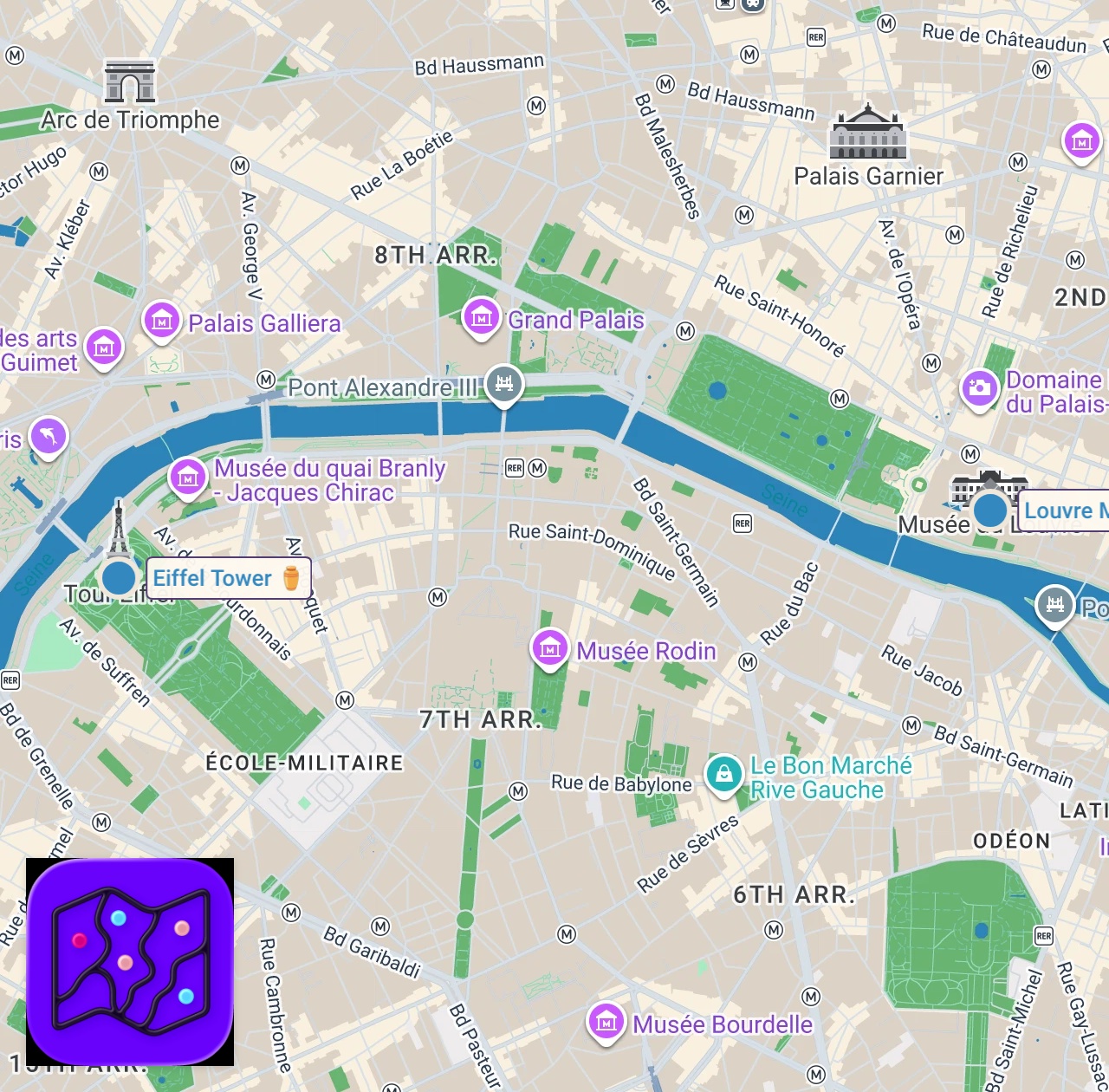 Map of 2 spots from my first time in france 🥖 a few days in paris, french food, eiffel tower, biking & lots of shopping