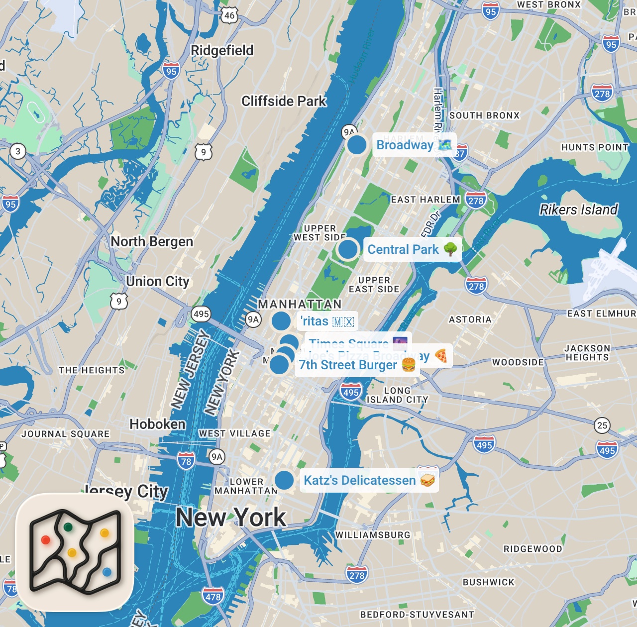 Map preview for İyi Yemeğin Ayağına Gidilir #10 | New York Lezzetleri | İlker Ayrık’la Ailecek Vlog | Pastrami