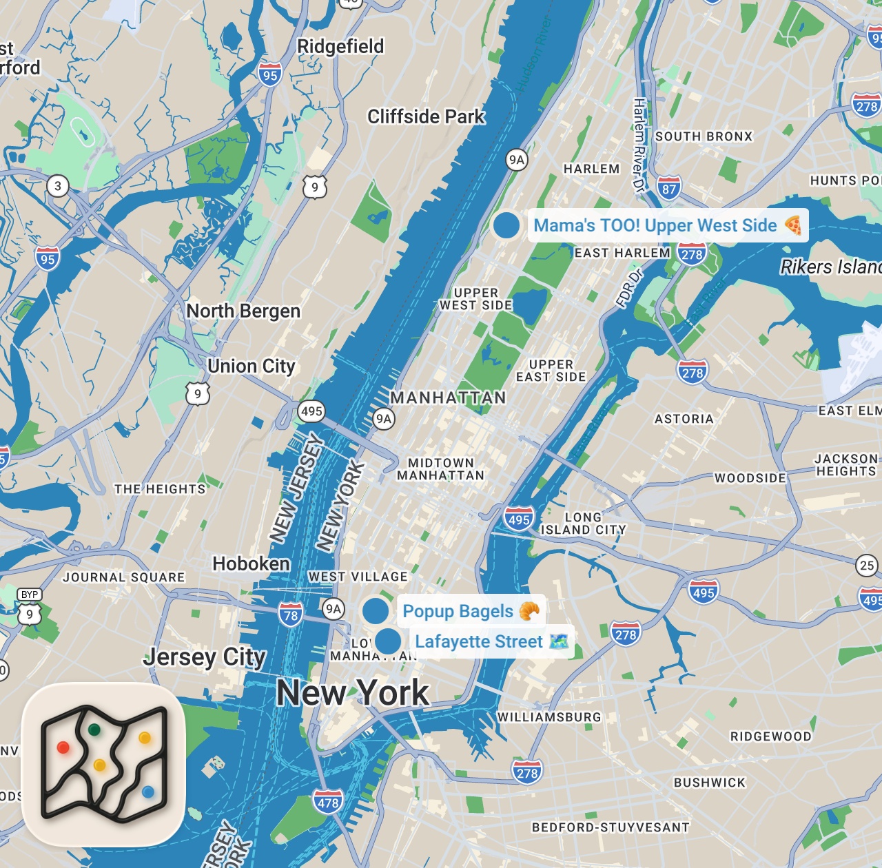 Map preview for trying viral nyc food