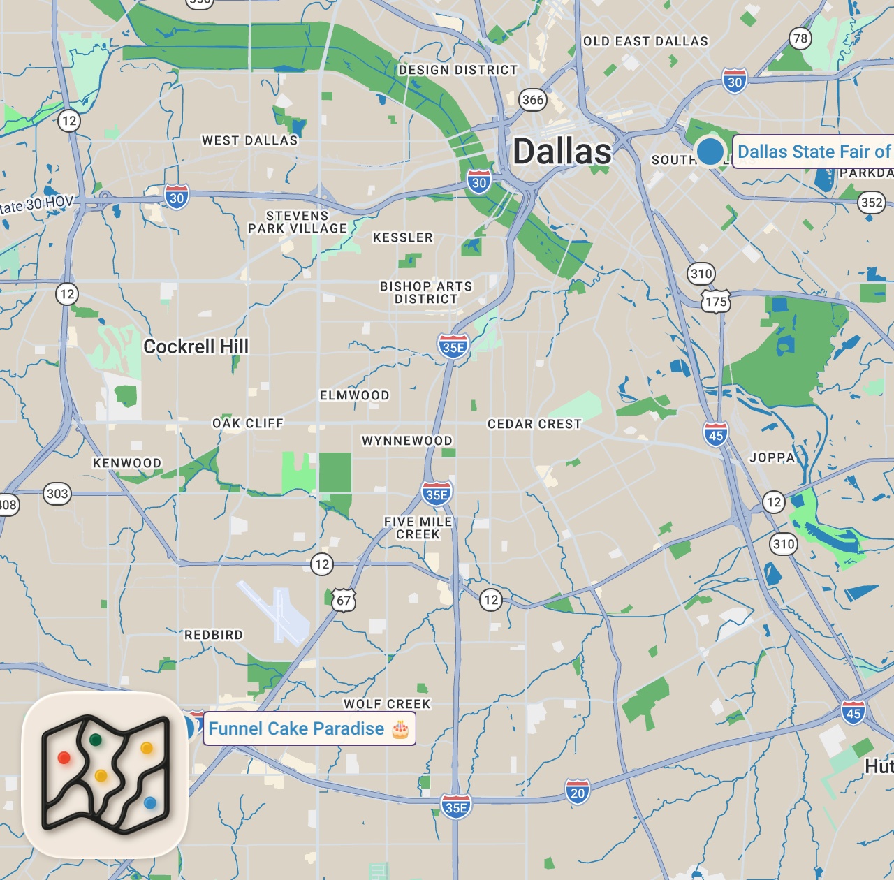 Map preview for European Tries Texas's Craziest Fair Food