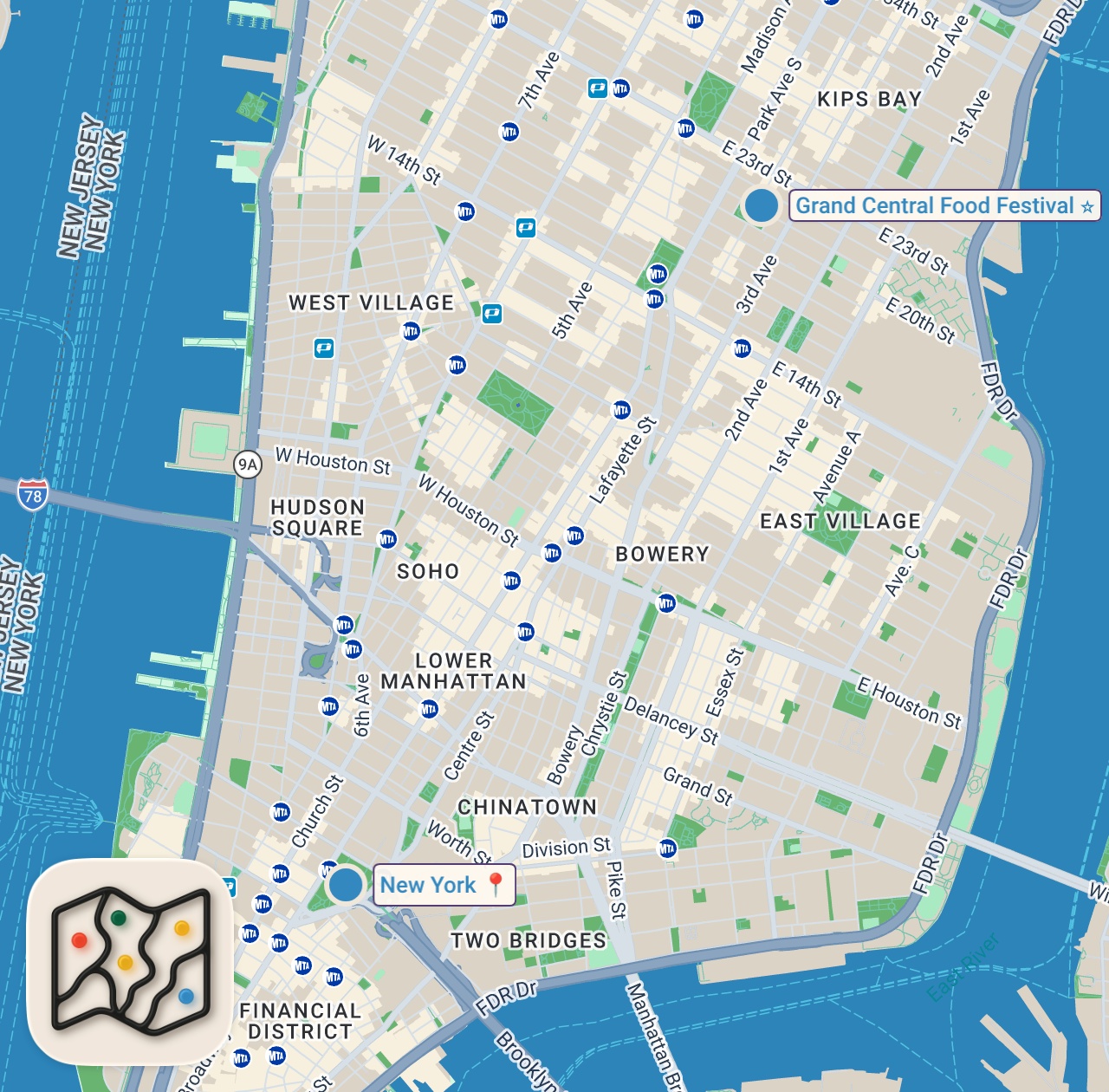 Map of 2 spots from I Rated Every Food at COMPLEX’s Food Festival hosted by Keith Lee