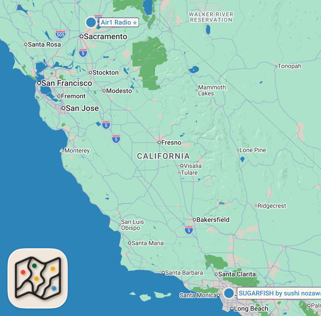 Map of 2 spots from Delivering Food to Friends I Haven't Seen in 5 Years