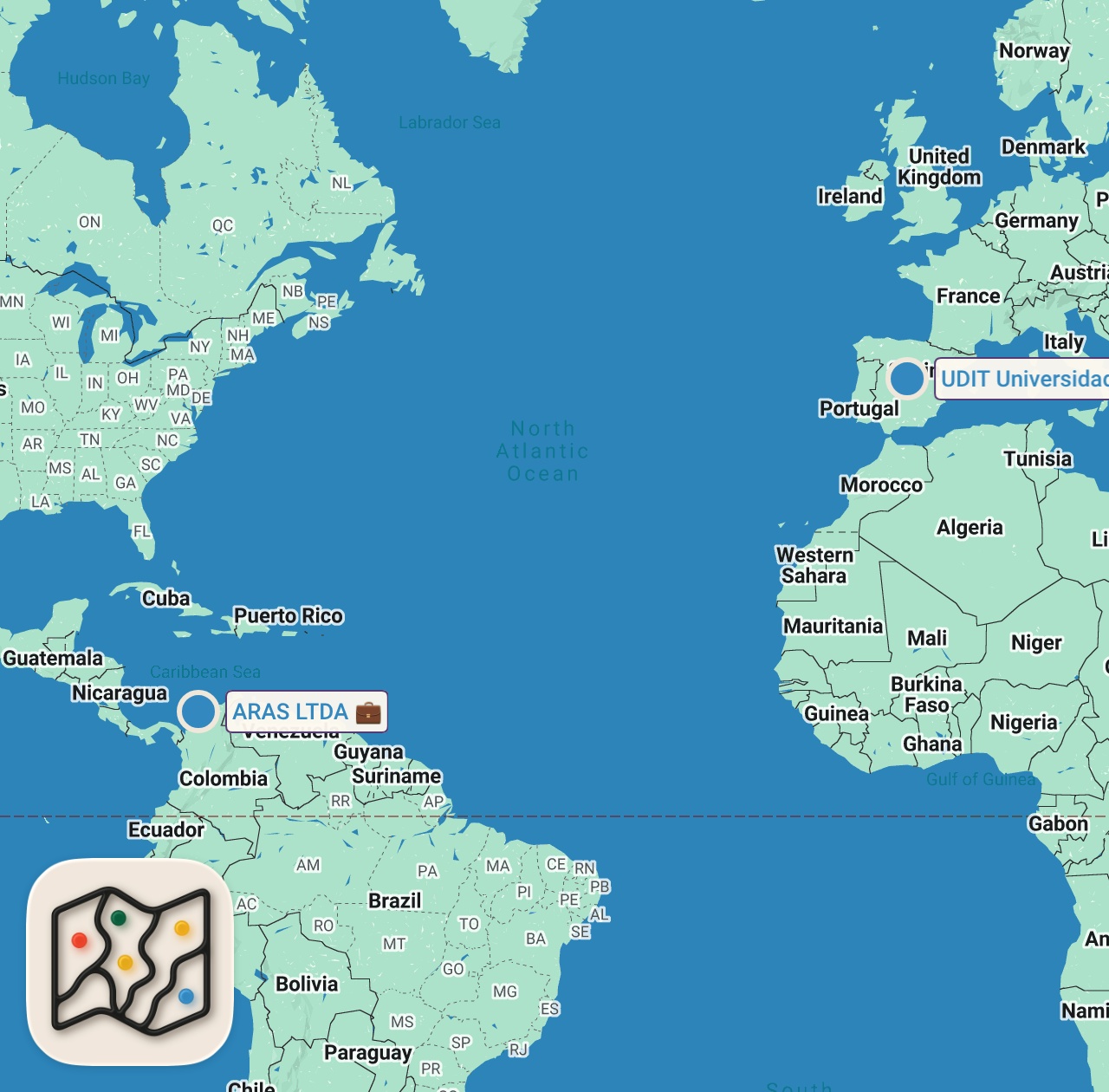 Map of 2 spots from $20 Street Food Challenge In Colombia...(EXTREMELY CHEAP)