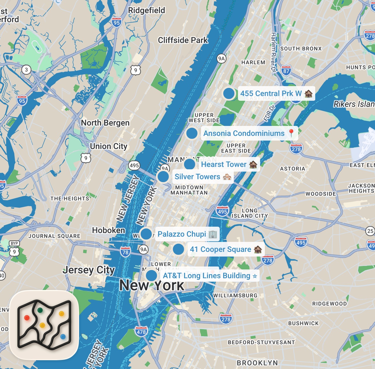 Map preview for The Best of Manhattan Architecture | Famous Building of New York