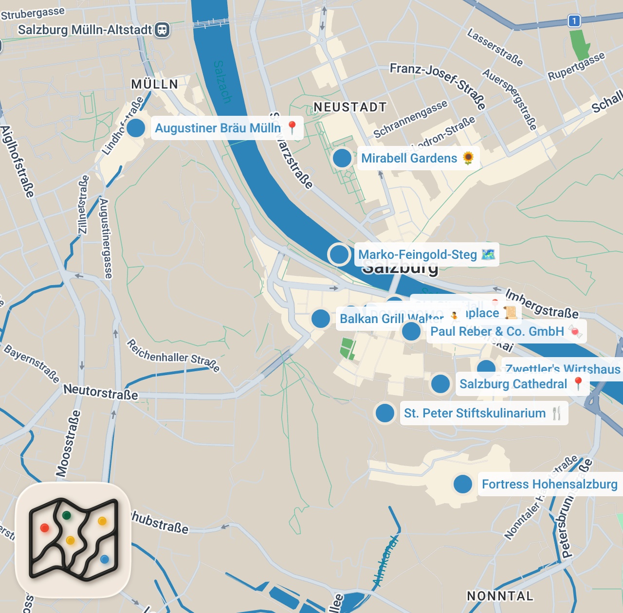 Map preview for Our 24 Hours in Salzburg 🇦🇹 | Austrian Food & Top Things to Do