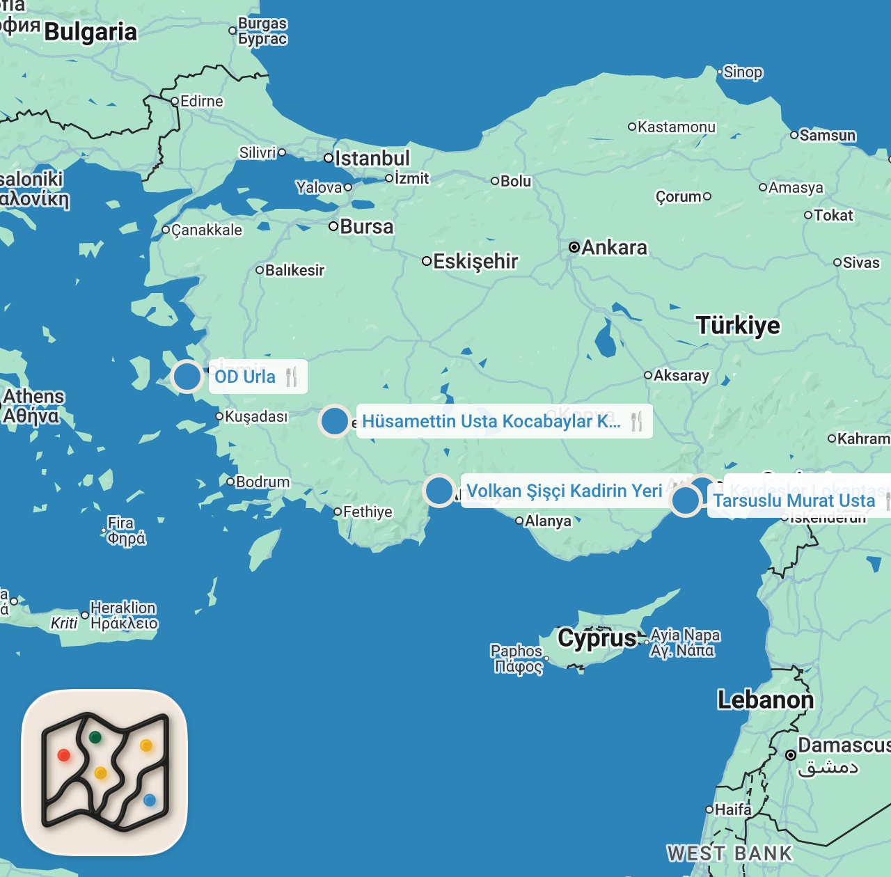 Map preview for Ege ve Akdeniz Lezzetleri | Ayaküstü Lezzetler