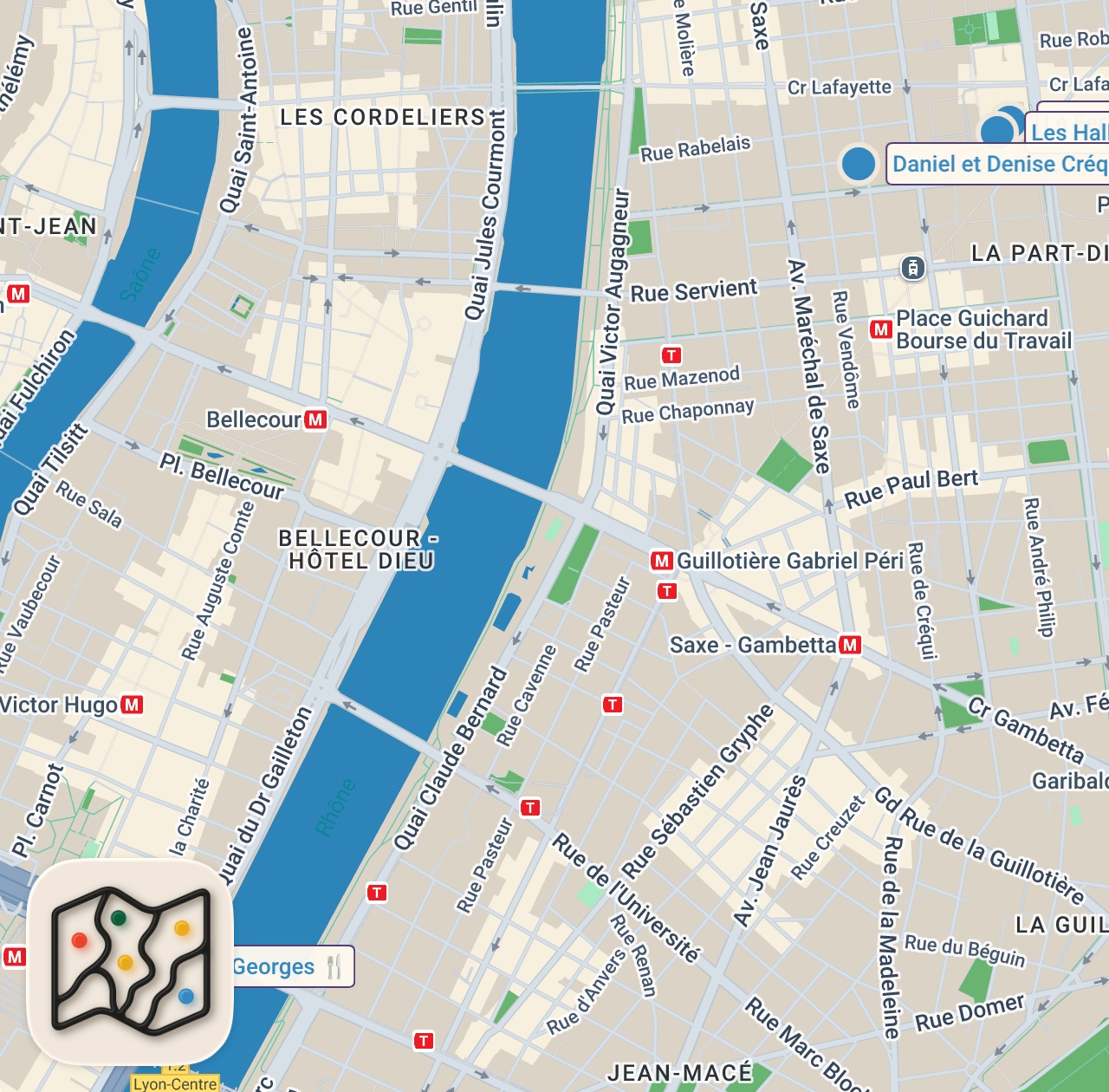 Map of 5 spots from $325 Whole Chicken in Bladder Balloon!! (Lyon, France) 🇫🇷