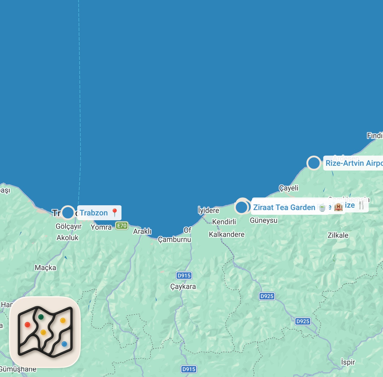 Map preview for Rize the Tea Capital of Türkiye