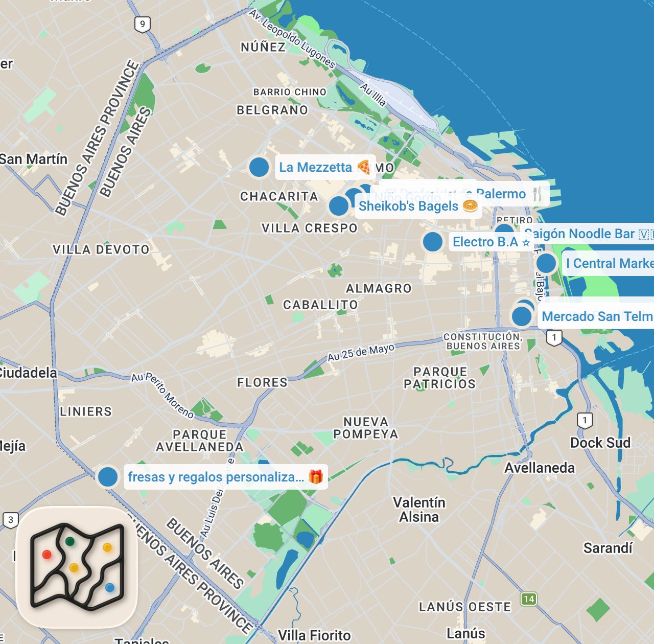Map preview for Everything You Must Eat in Buenos Aires Argentina (Restaurant Guide) | Jeremy Jacobowitz