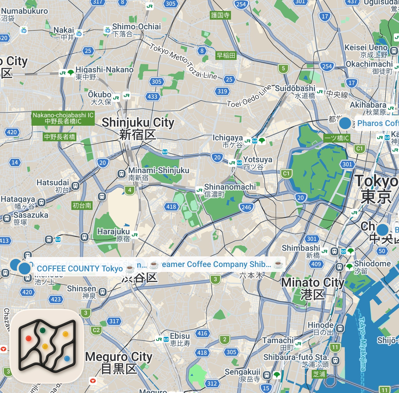 Map preview for Our 5 favorite coffee shops in Tokyo