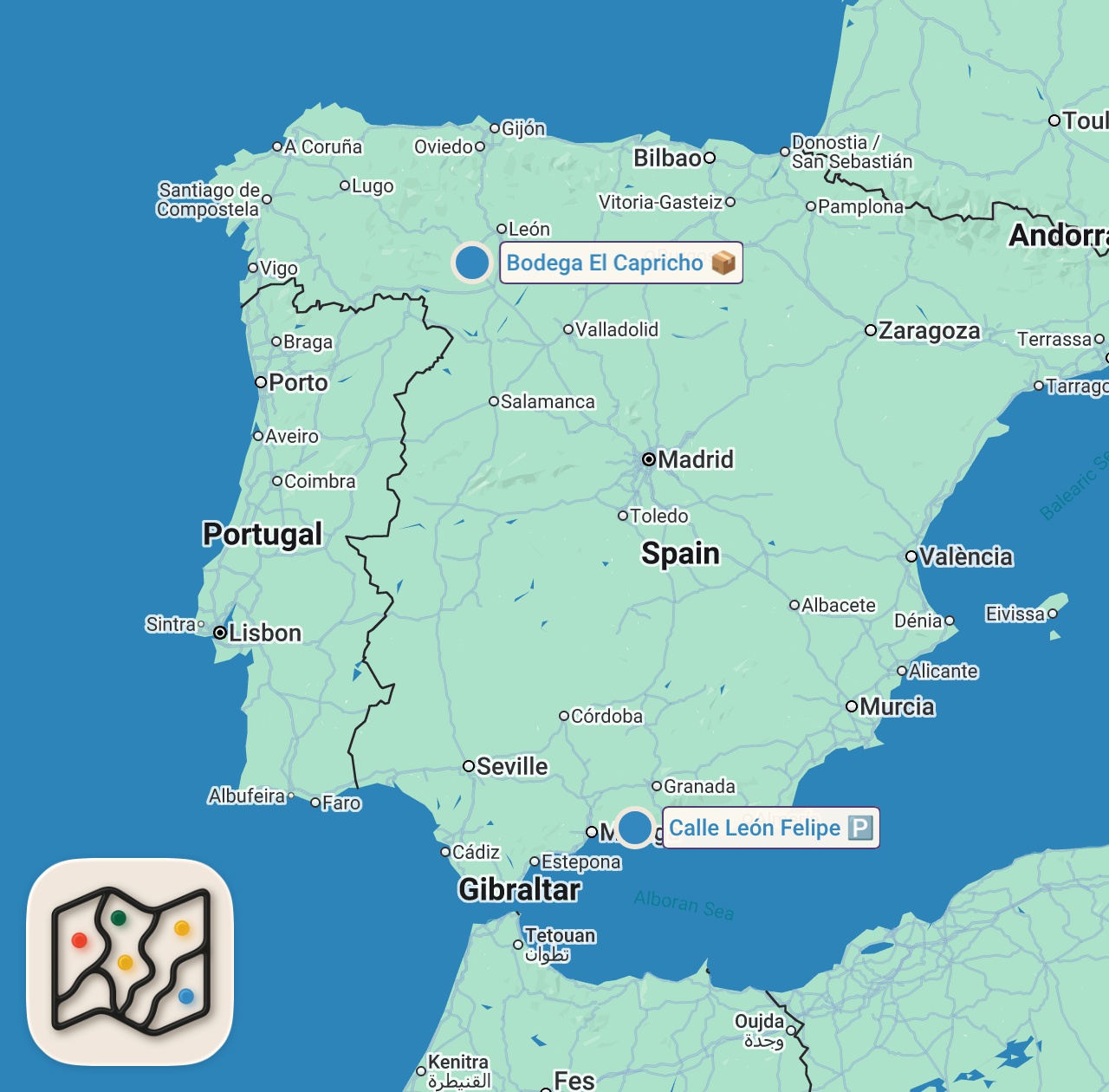 Map of 2 spots from World’s Best Steak!! 🥩 INSANE DINO RIBEYE  - Meet The KING of Beef!! | El Capricho, Spain