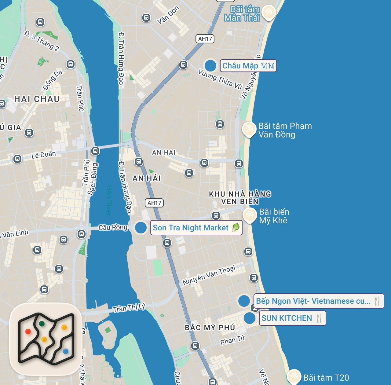 Map preview for 24H In DA NANG – Ultimate Vietnamese Food Tour + Night Market & Salted Chicken