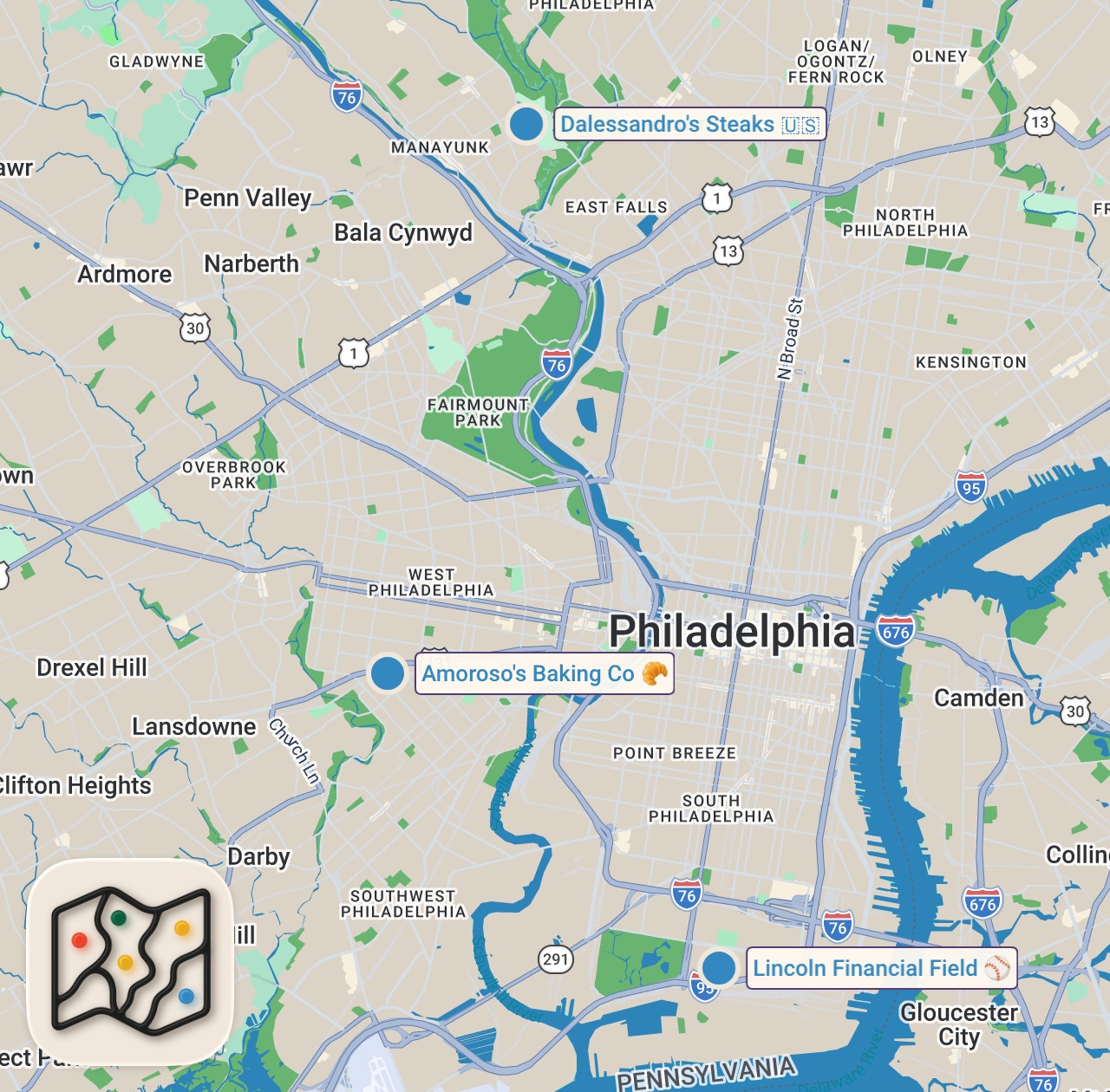 Map of 3 spots from Inside the Bread Factory Making 250 Million Philly Cheesesteak Rolls — Large Format