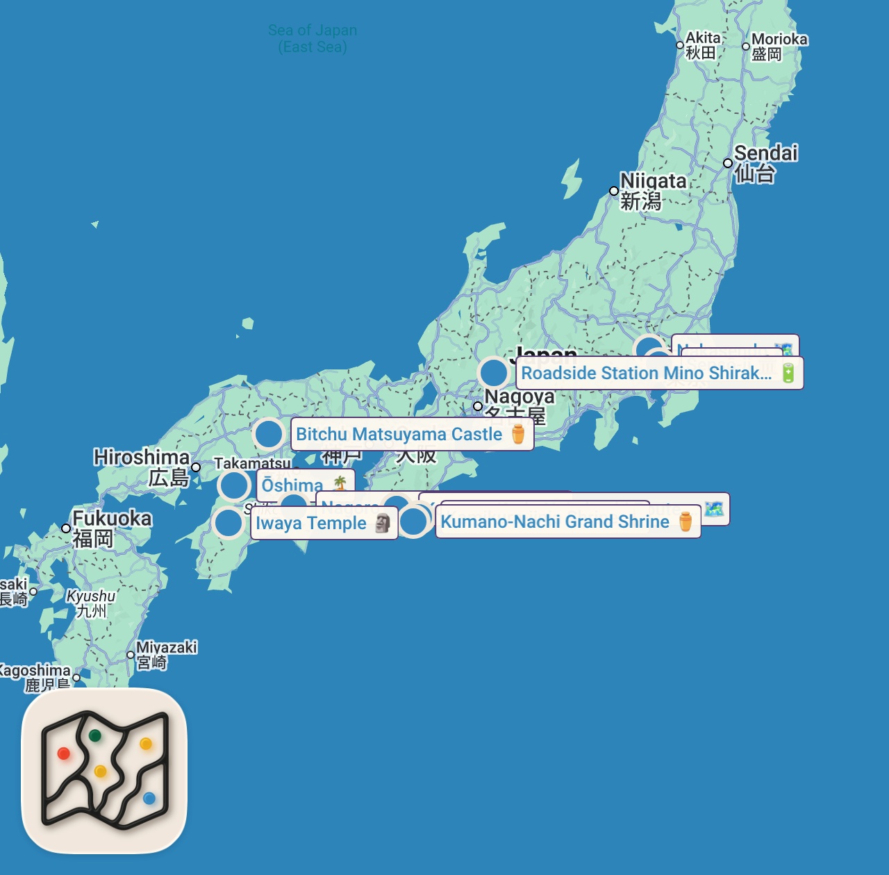 Map of 10 spots from Revealing THE BEST of Japan - Beyond the Tourist Traps