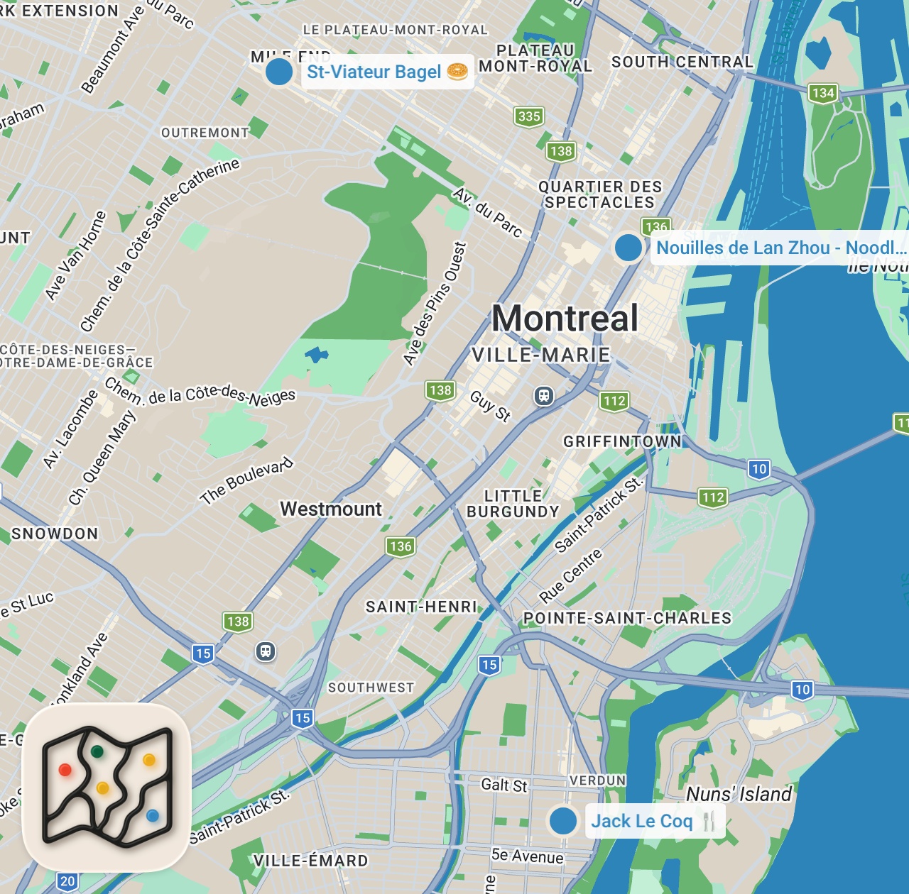 Map preview for EPIC Montreal Food Tour with HandPulled Noodles!