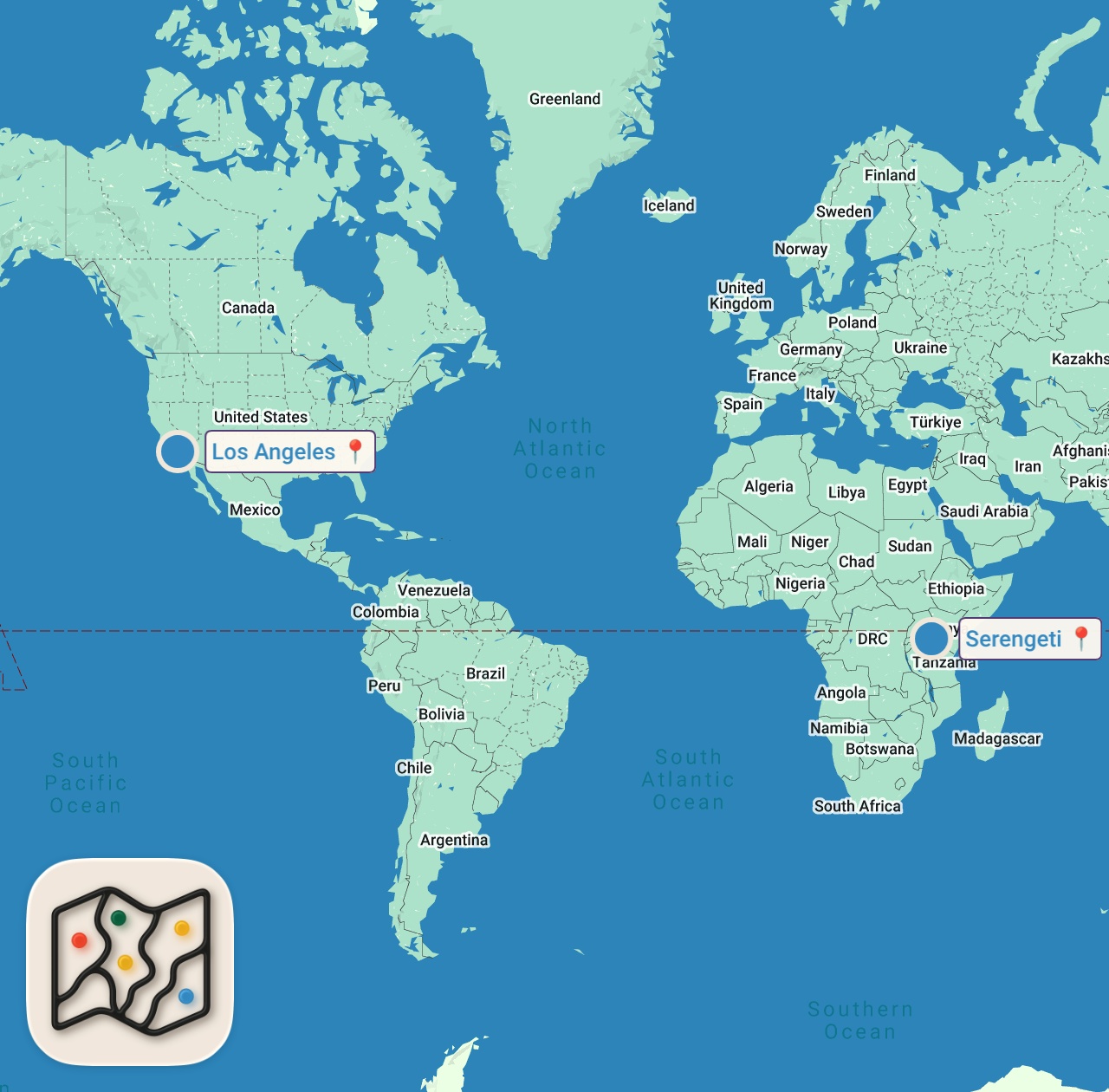 Map of 2 spots from Travel Tips: Eco-Travel