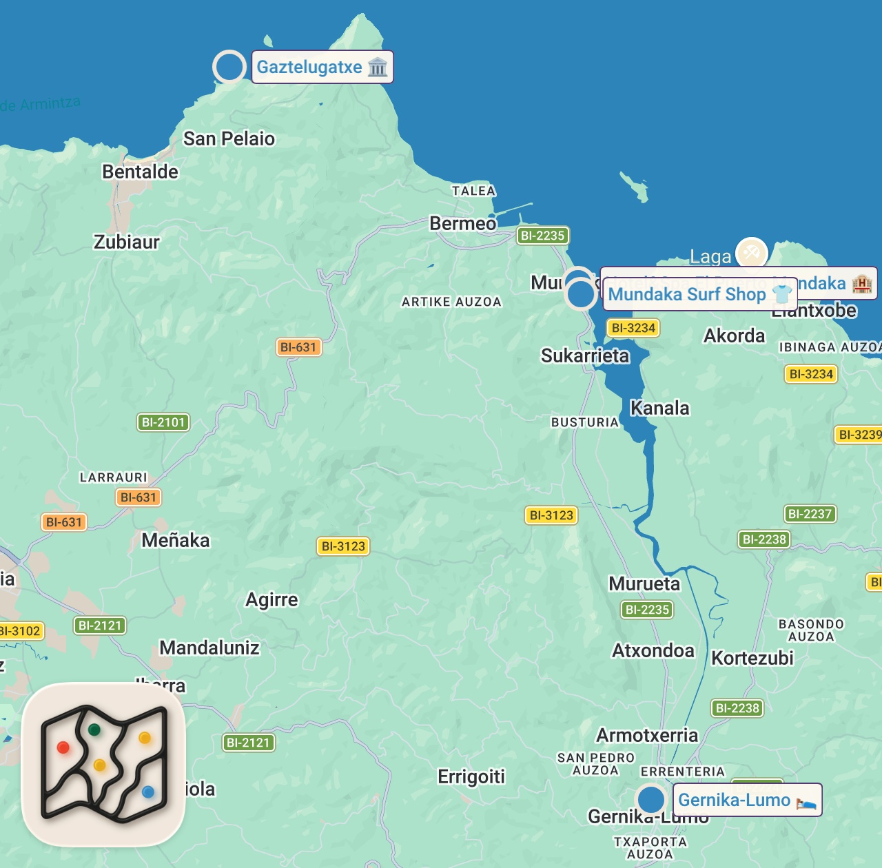 Map of 4 spots from Dragonstone Real Game of Thrones Filming Location! ⚔🛡Basque Country Spain